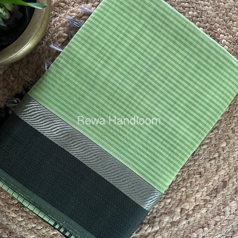 Maheshwari Pista Green Resham Thread Border Saree RTBS010