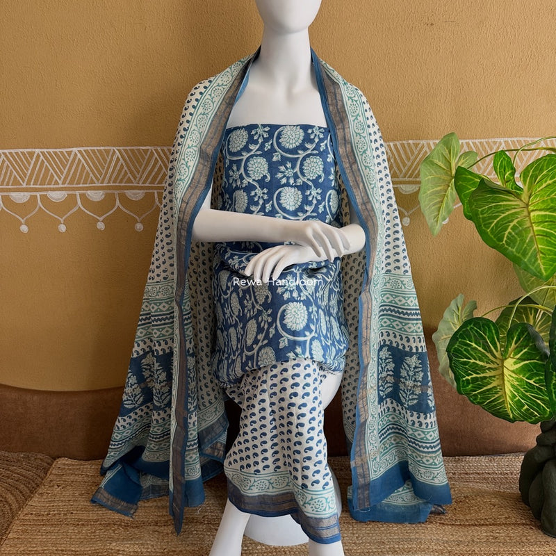 Maheshwari Bagh Indigo Print Suit