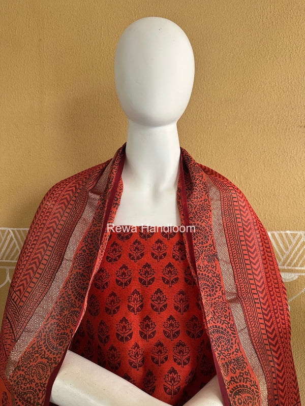 Maheshwari Orange-Maroon Bagh Print Suit BSP0244