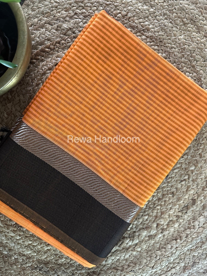 Maheshwari Orange Resham Thread Border Saree RTBS011