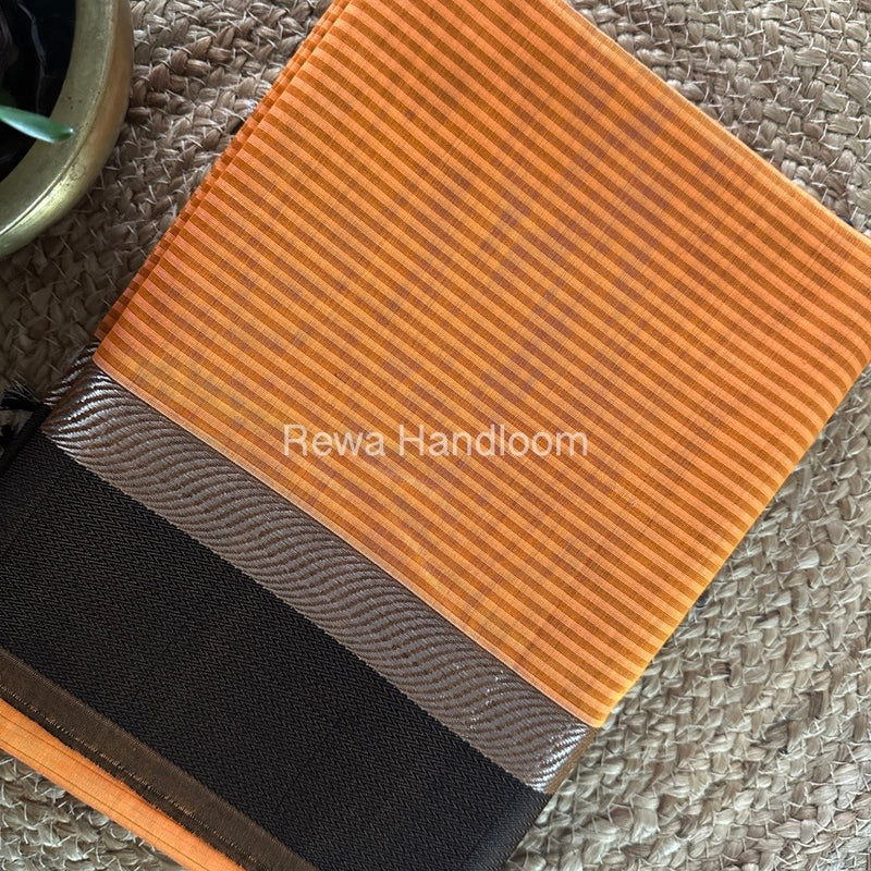 Maheshwari Orange Resham Thread Border Saree RTBS011