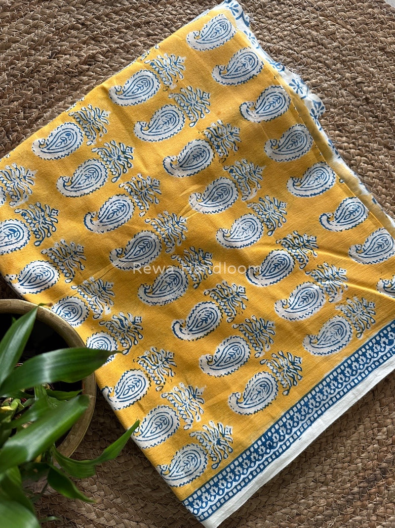 Yellow-Blue Indigo Bagh Print Suit BCI029
