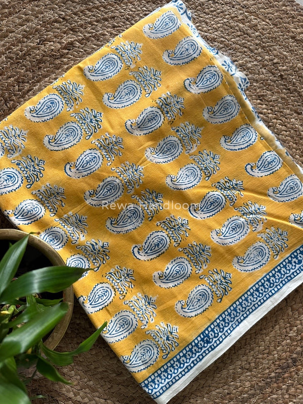 Yellow-Blue Indigo Bagh Print Suit BCI029