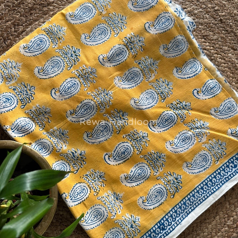 Yellow-Blue Indigo Bagh Print Suit BCI029