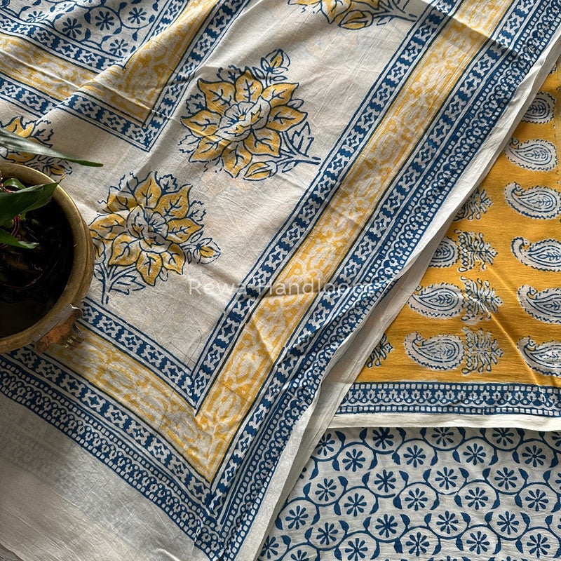 Yellow-Blue Indigo Bagh Print Suit BCI029