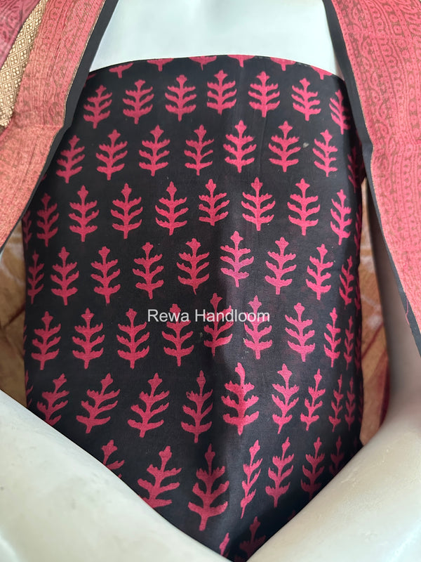 Maheshwari Black-Pink Bagh Print Suit BSP0241