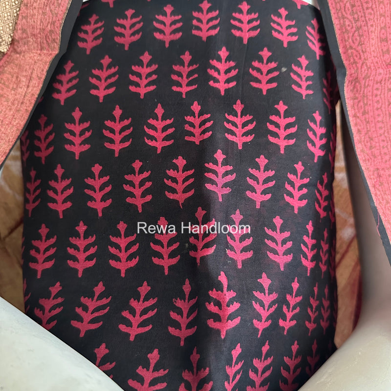 Maheshwari Black-Pink Bagh Print Suit BSP0241