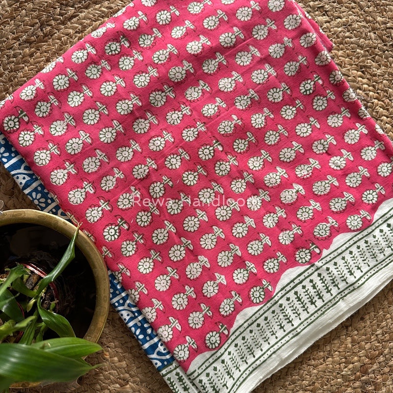 Pink-Blue Indigo Bagh Print Suit BCI028
