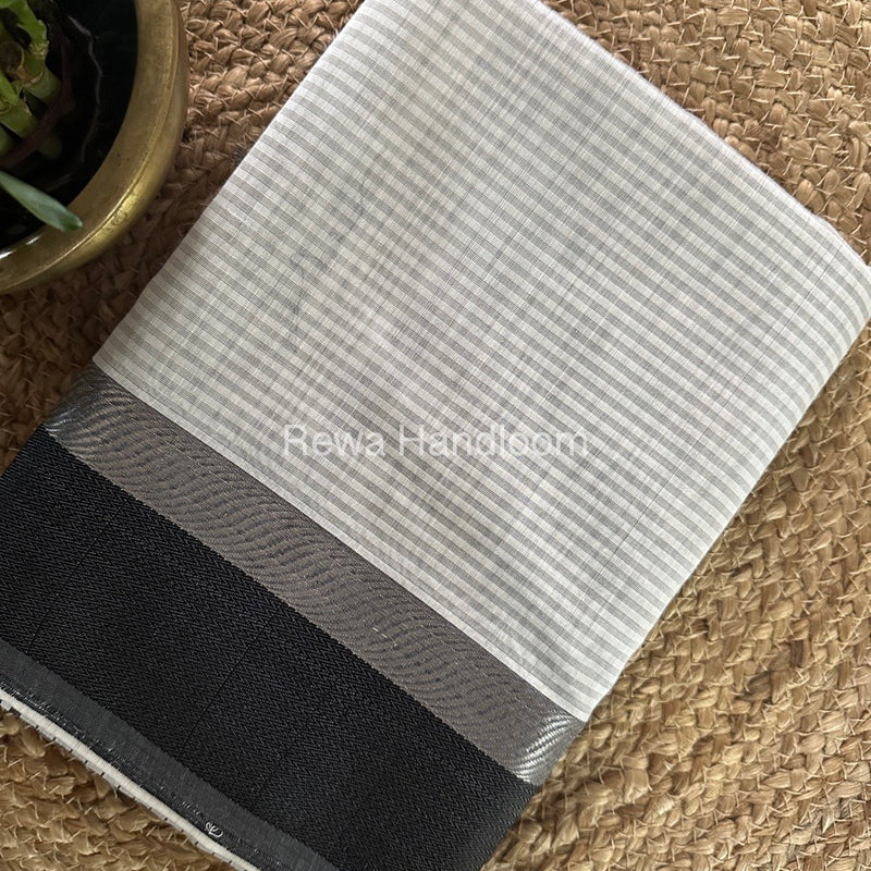 Maheshwari White Resham Thread Border Saree RTBS012