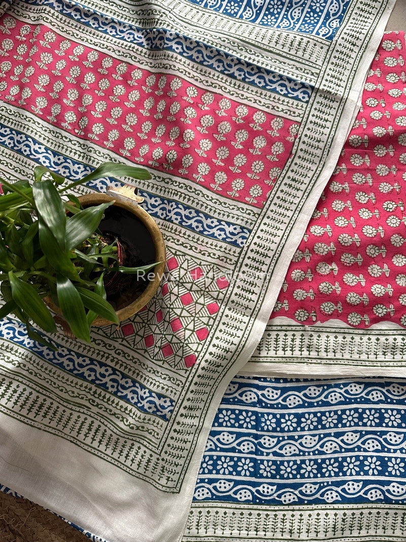 Pink-Blue Indigo Bagh Print Suit BCI028