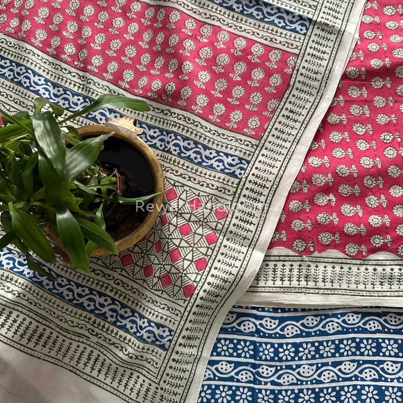 Pink-Blue Indigo Bagh Print Suit BCI028