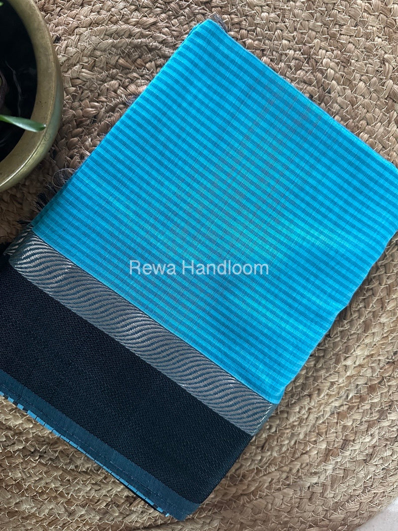 Maheshwari Sky Blue Resham Thread Border Saree RTBS014