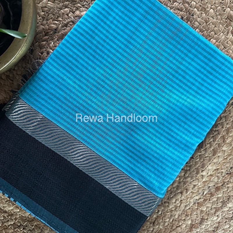 Maheshwari Sky Blue Resham Thread Border Saree RTBS014