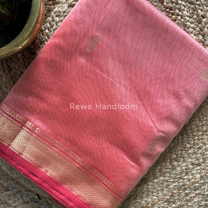 Maheshwari Light Pink Zari Butti Saree ZKB04