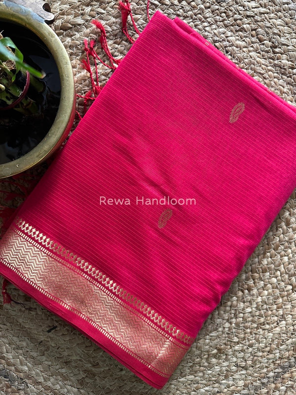 Maheshwari Rani Pink Zari Butti Saree ZBB040
