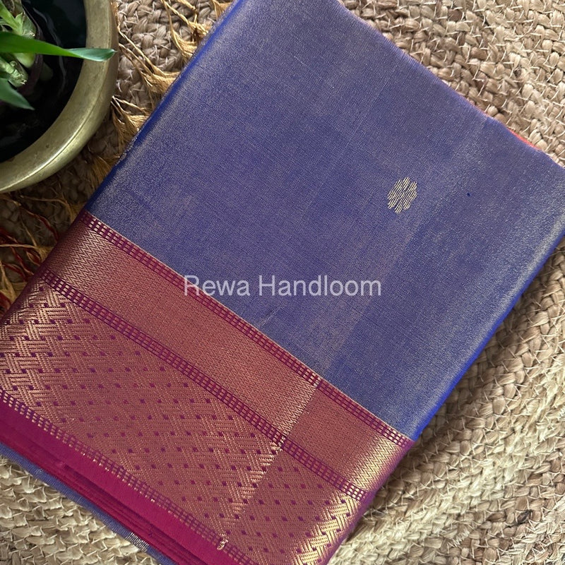 Maheshwari Blue Tissue Butti Saree TBBS091