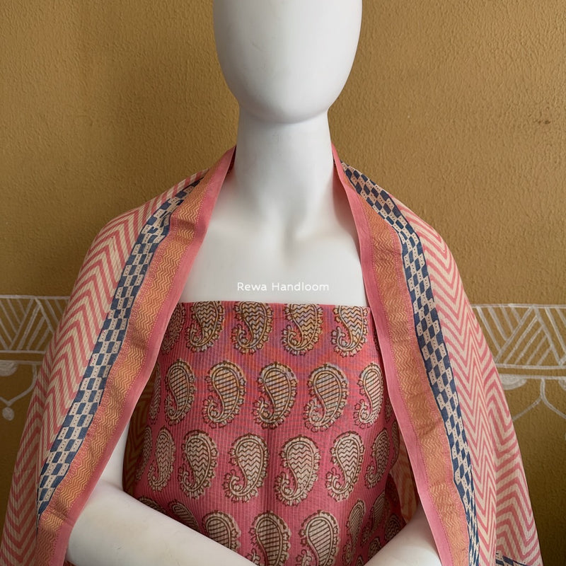 Maheshwari Pink Bagh Indigo Print Suit MBIS30