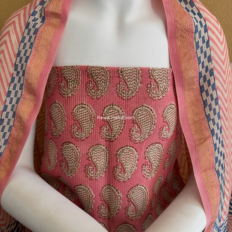 Maheshwari Pink Bagh Indigo Print Suit MBIS30