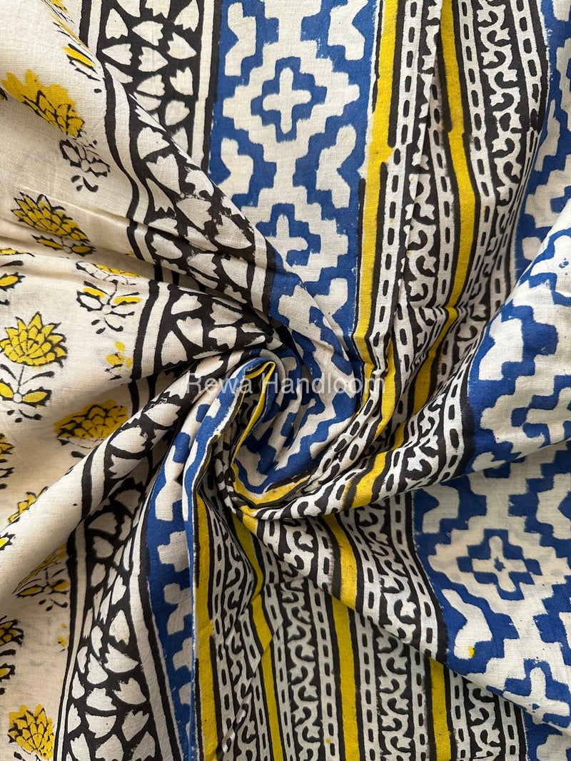 Cream Cotton Printed Saree CS017