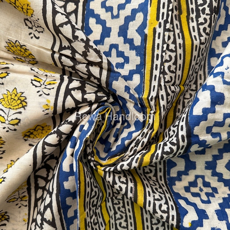 Cream Cotton Printed Saree CS017
