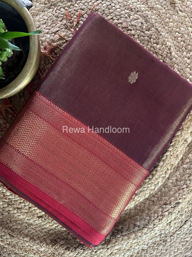 Maheshwari Wine Tissue Butti Saree TBBS090