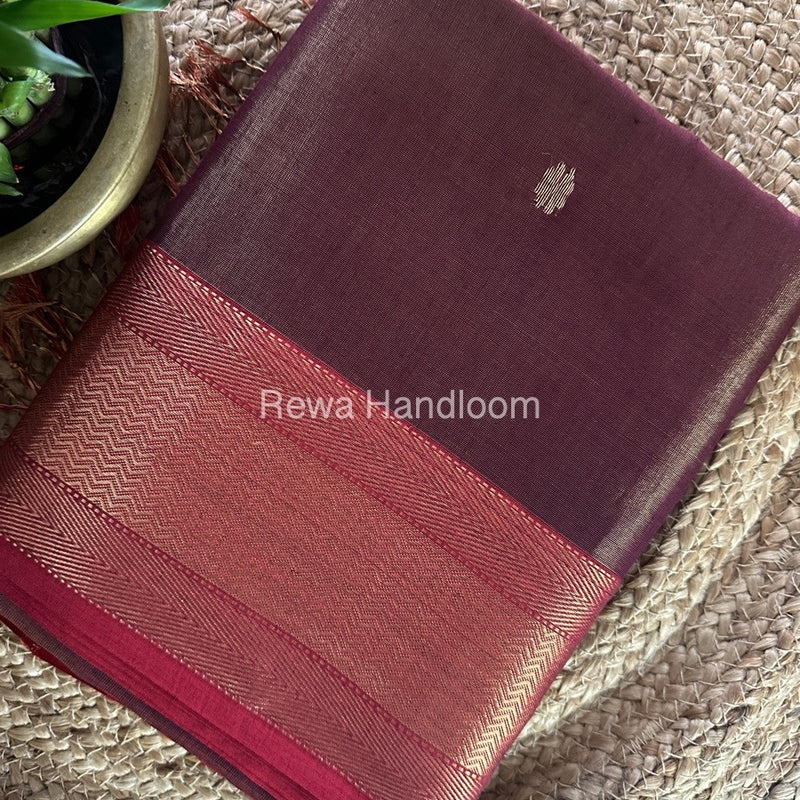 Maheshwari Wine Tissue Butti Saree TBBS090