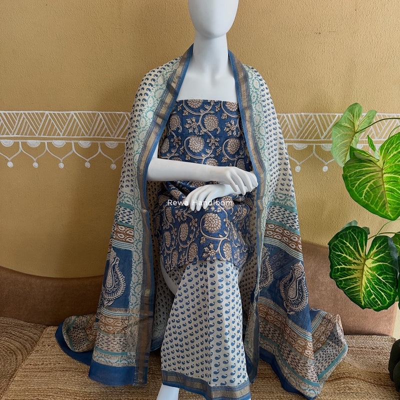 Maheshwari Bagh Indigo Print Suit