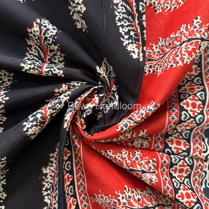 Black Cotton Printed Saree CS09