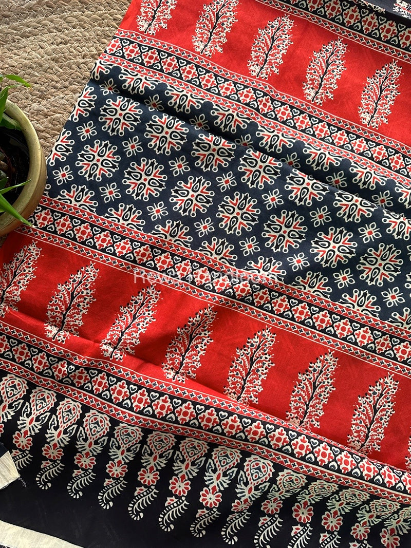 Black Cotton Printed Saree CS09