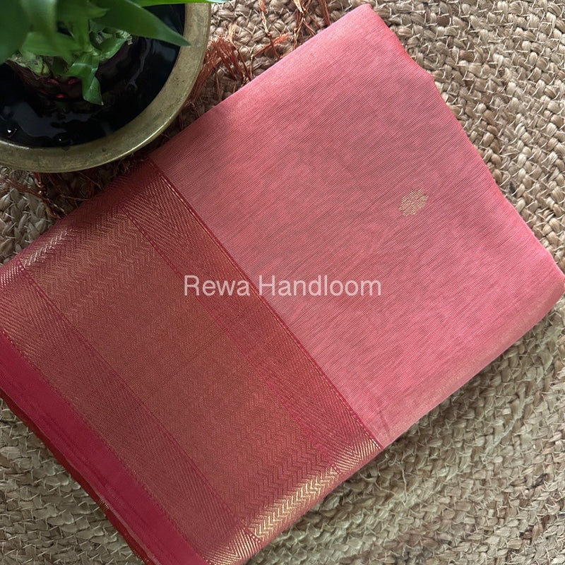 Maheshwari Peach Tissue Butti Saree TBBS094