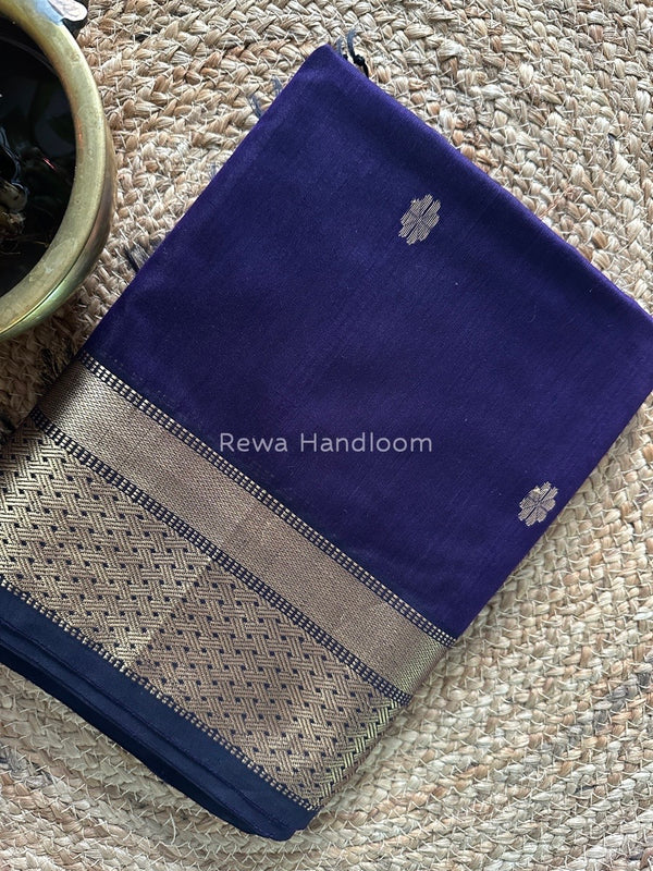 Dark Purple Zari Butti Maheshwari Saree JBS027