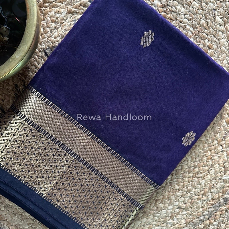 Dark Purple Zari Butti Maheshwari Saree JBS027