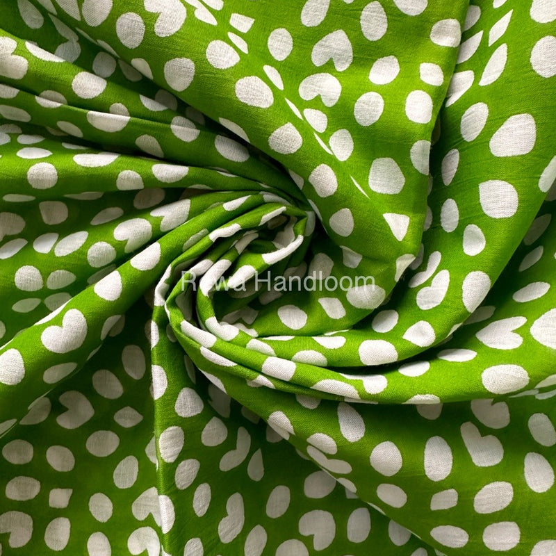 Parrot Green Cotton Printed Saree CS08