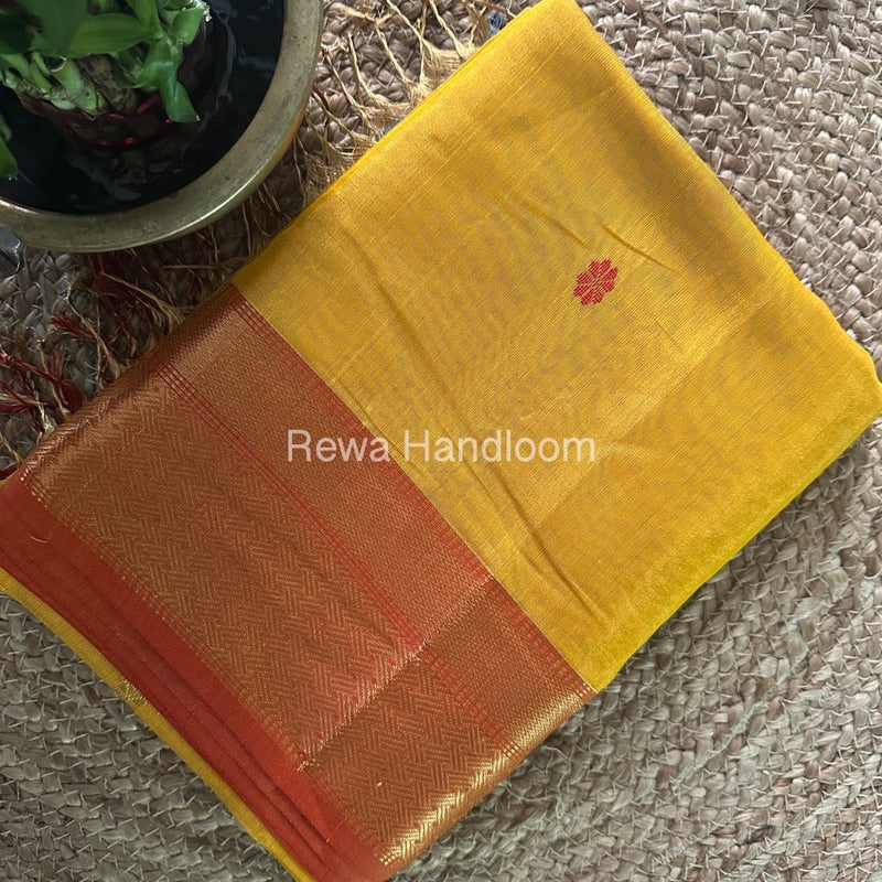 Maheshwari Yellow Tissue Butti Saree TBBS093