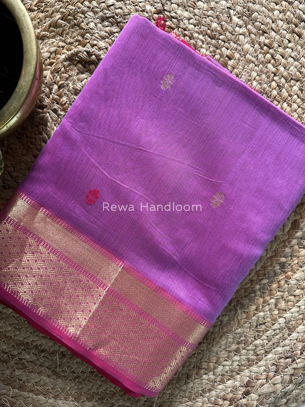 Purple Zari Butti Maheshwari Saree JBS029