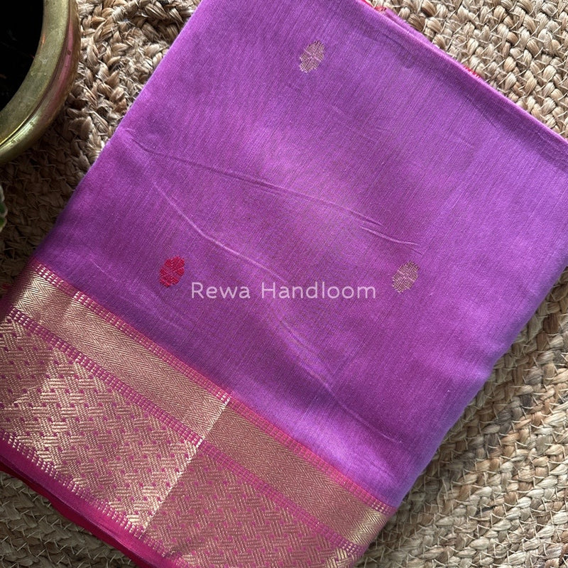 Purple Zari Butti Maheshwari Saree JBS029