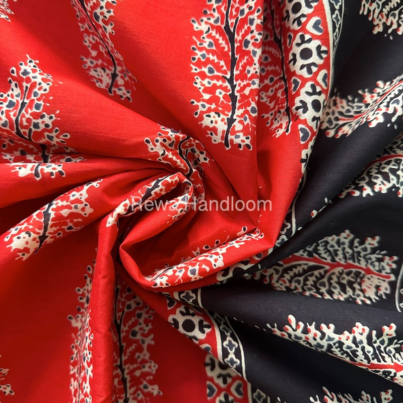 Red Cotton Printed Saree CS07