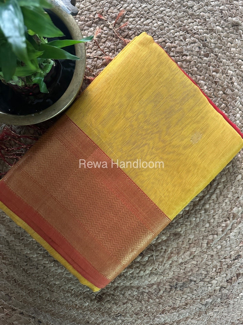 Maheshwari Yellow Tissue Butti Saree TBBS089