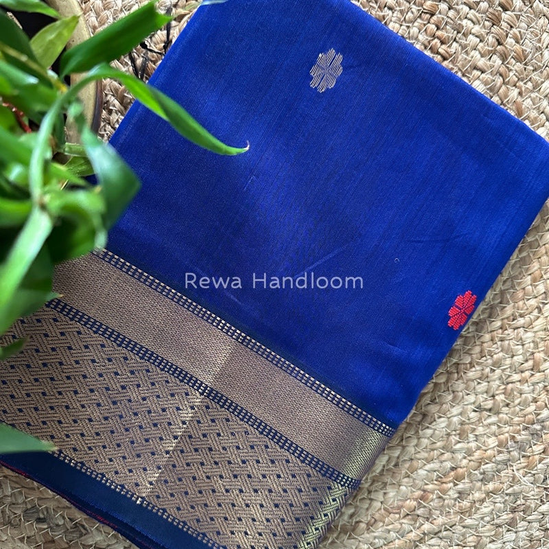 Blue Zari Butti Maheshwari Saree JBS030