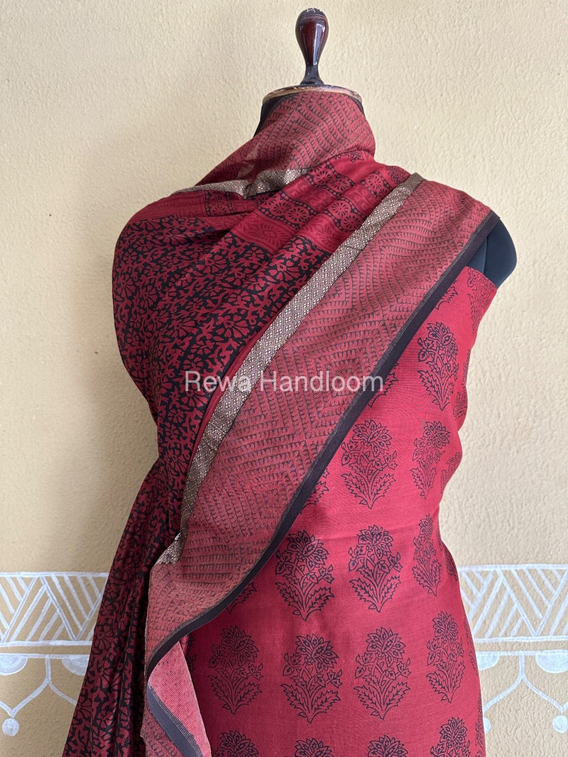 Maheshwari Maroon Bagh Print Suit BSP0179