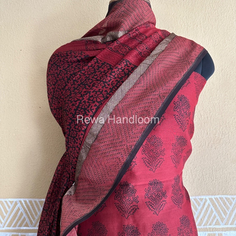 Maheshwari Maroon Bagh Print Suit BSP0179