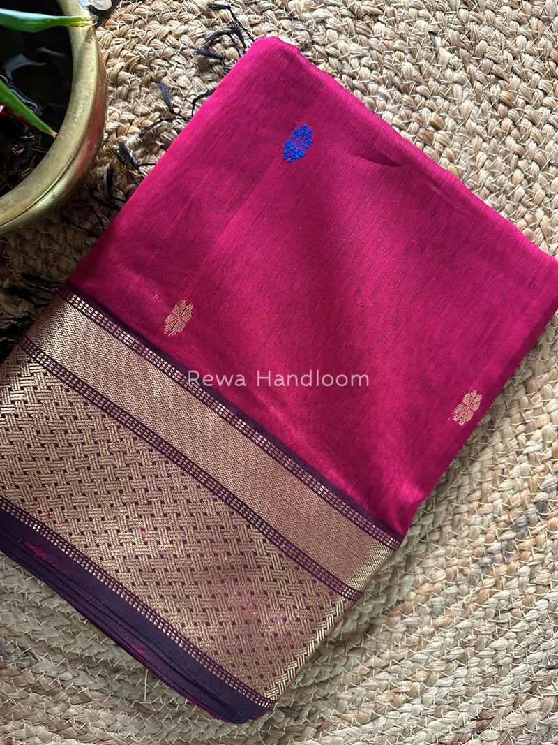 Magenta Zari Butti Maheshwari Saree JBS032