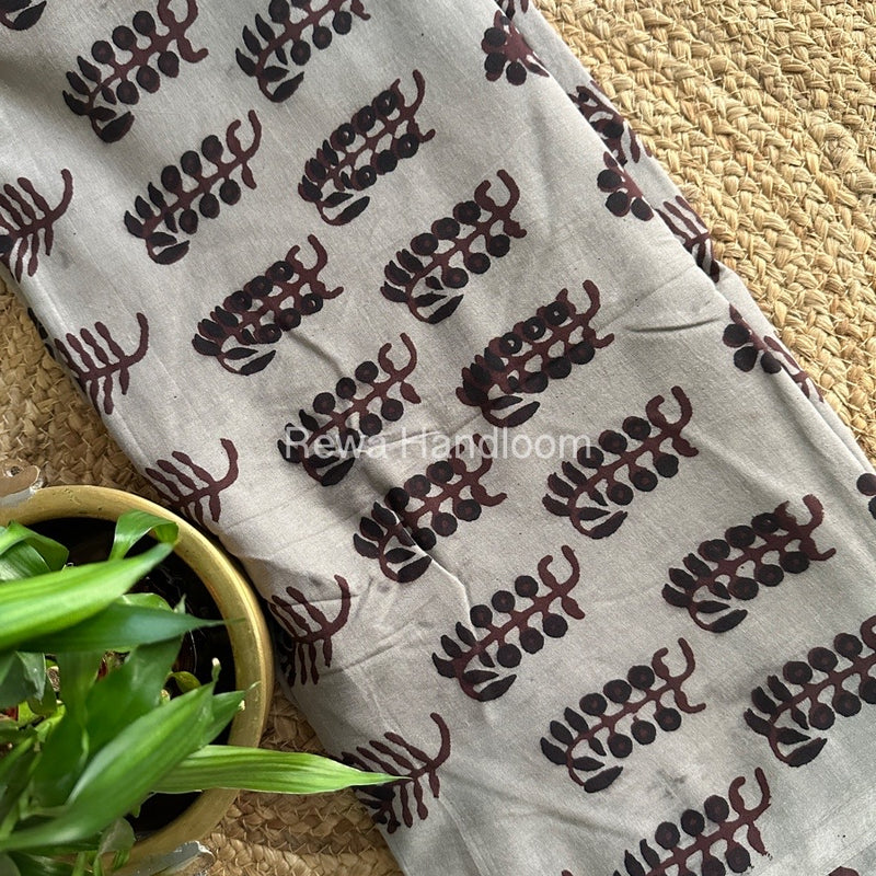 Cement Grey Cotton Printed Saree CS035