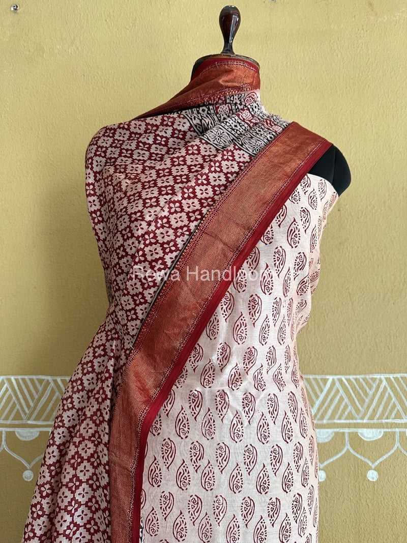 Maheshwari White Bagh Print Suit BSP0172