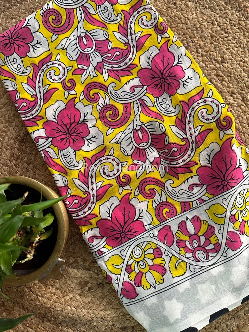 White Cotton Printed Saree CS029