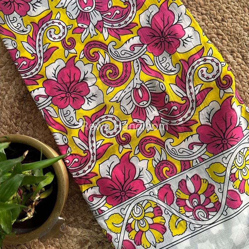 White Cotton Printed Saree CS029