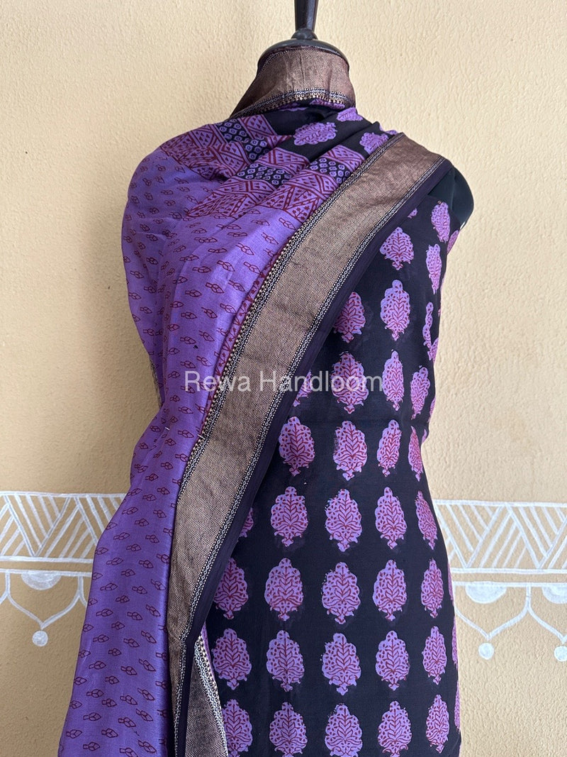 Maheshwari Black Bagh Print Suit BSP0164