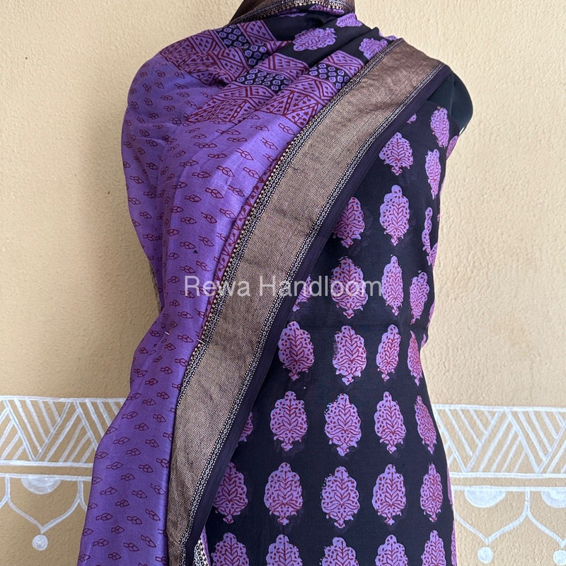 Maheshwari Black Bagh Print Suit BSP0164