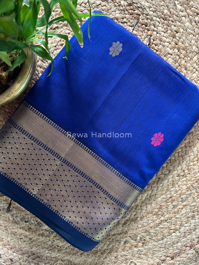 Blue Zari Butti Maheshwari Saree JBS035