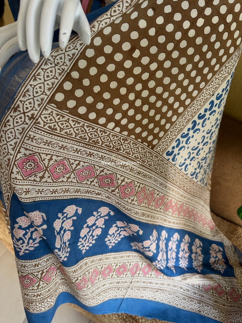 White-Brown Indigo Bagh Print Suit BCI053